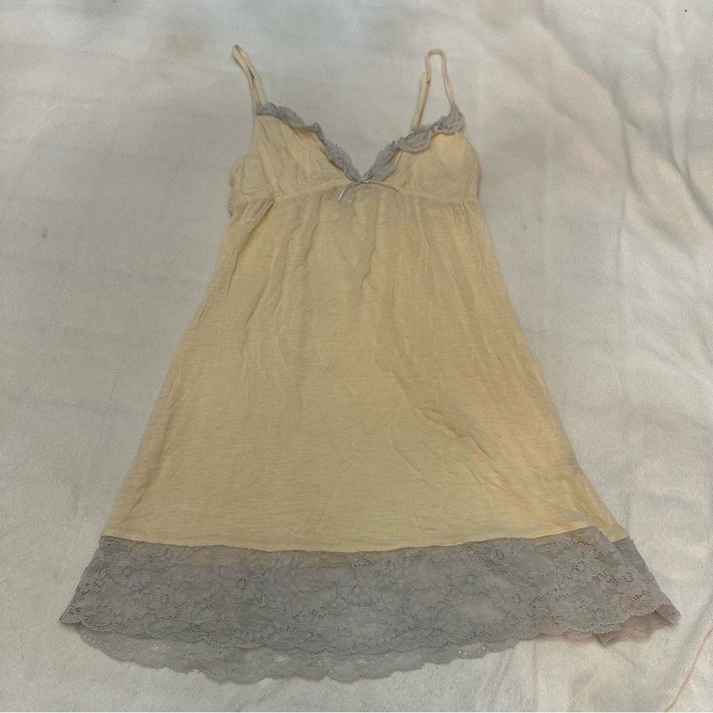 Victoria's Secret vintage y2k yellow and Gray Lace slip dress 51646 - Picture 2 of 13
